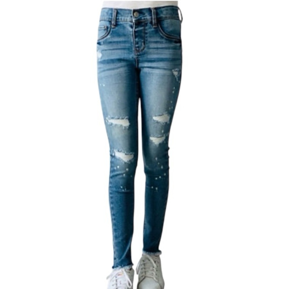 Imperial Star Aina Rhinestone Distressed Stretch Skinny Jeans - Picture 3 of 9